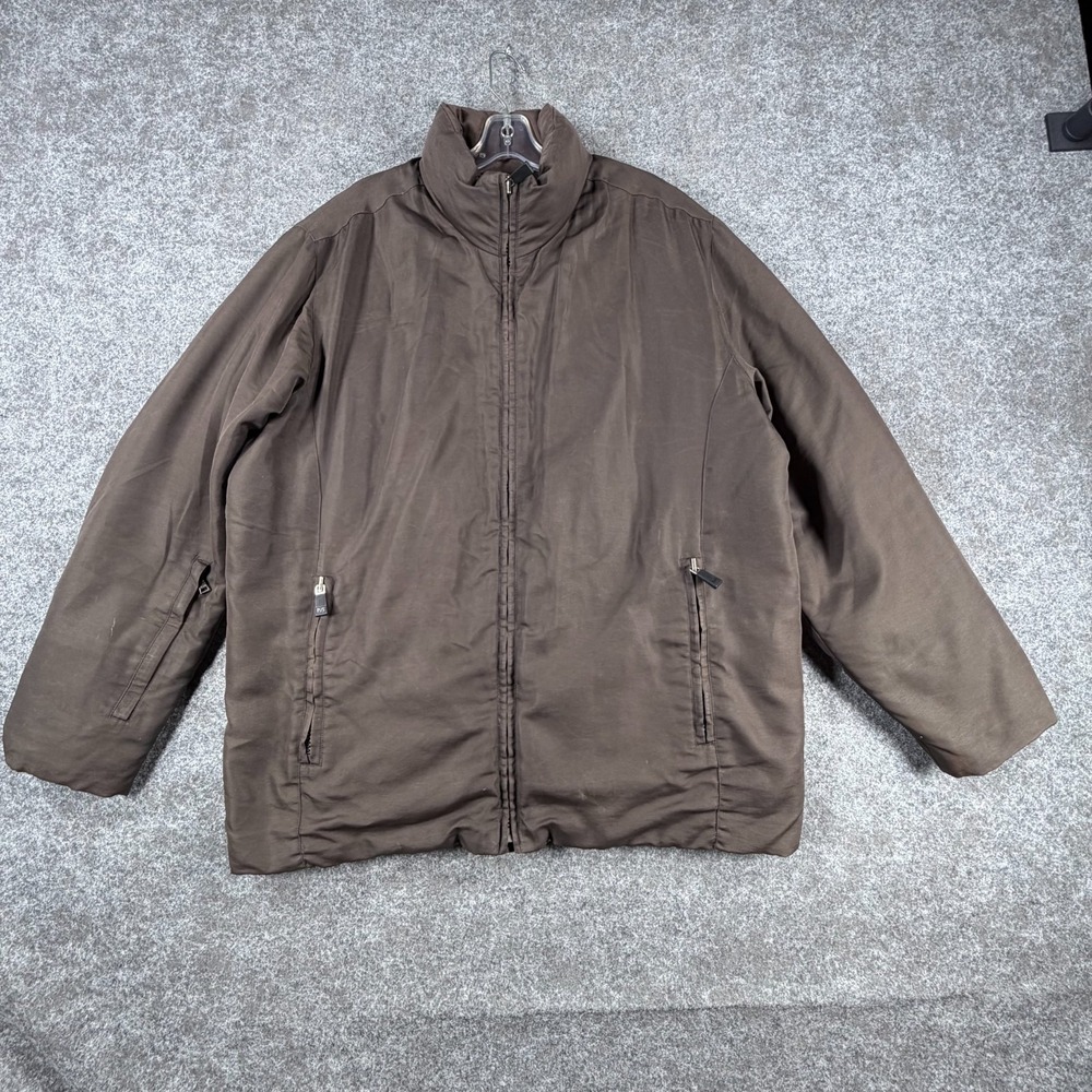 Marc New York Jacket Mens L Brown Mock Neck Duck Down Water Resistant Full Zip